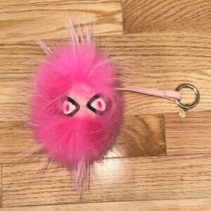 Fluffy pink monster keychain cute